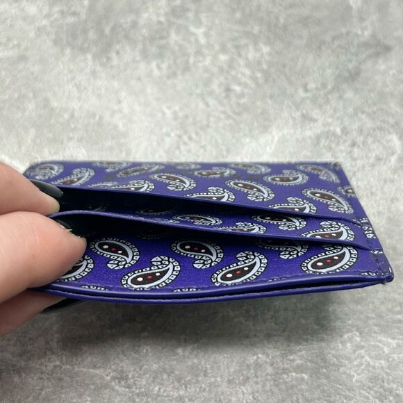 NWT Balenciaga Blue Paisley Print Leather Cardholder Wallet With Box Dust Bag - Picture 7 of 13